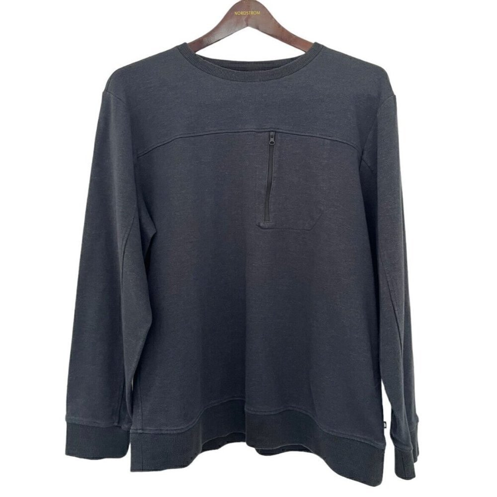 Mountain Hardwear Men's Sz XL Gray Crew Neck Fleece-Lined Sweatshirt Zip Pocket